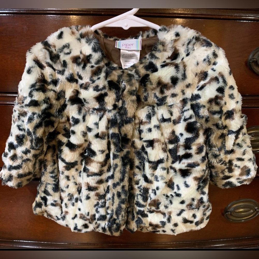 Piper Baby Girls 18M Leopard Faux Fur Coat